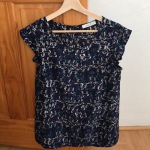 Horse print blue shirt